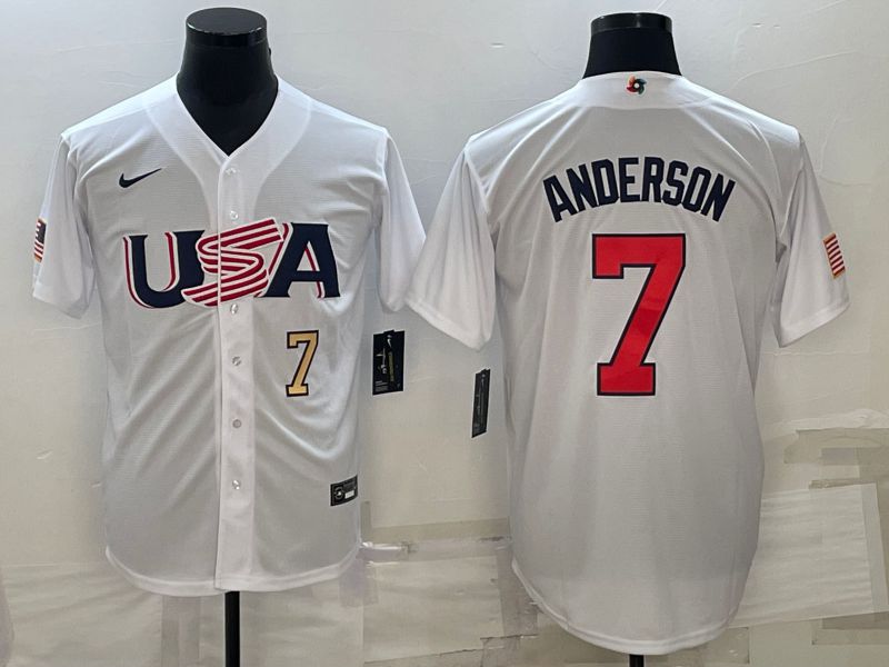 Men 2023 World Cub USA #7 Anderson White Nike MLB Jersey2->more jerseys->MLB Jersey
